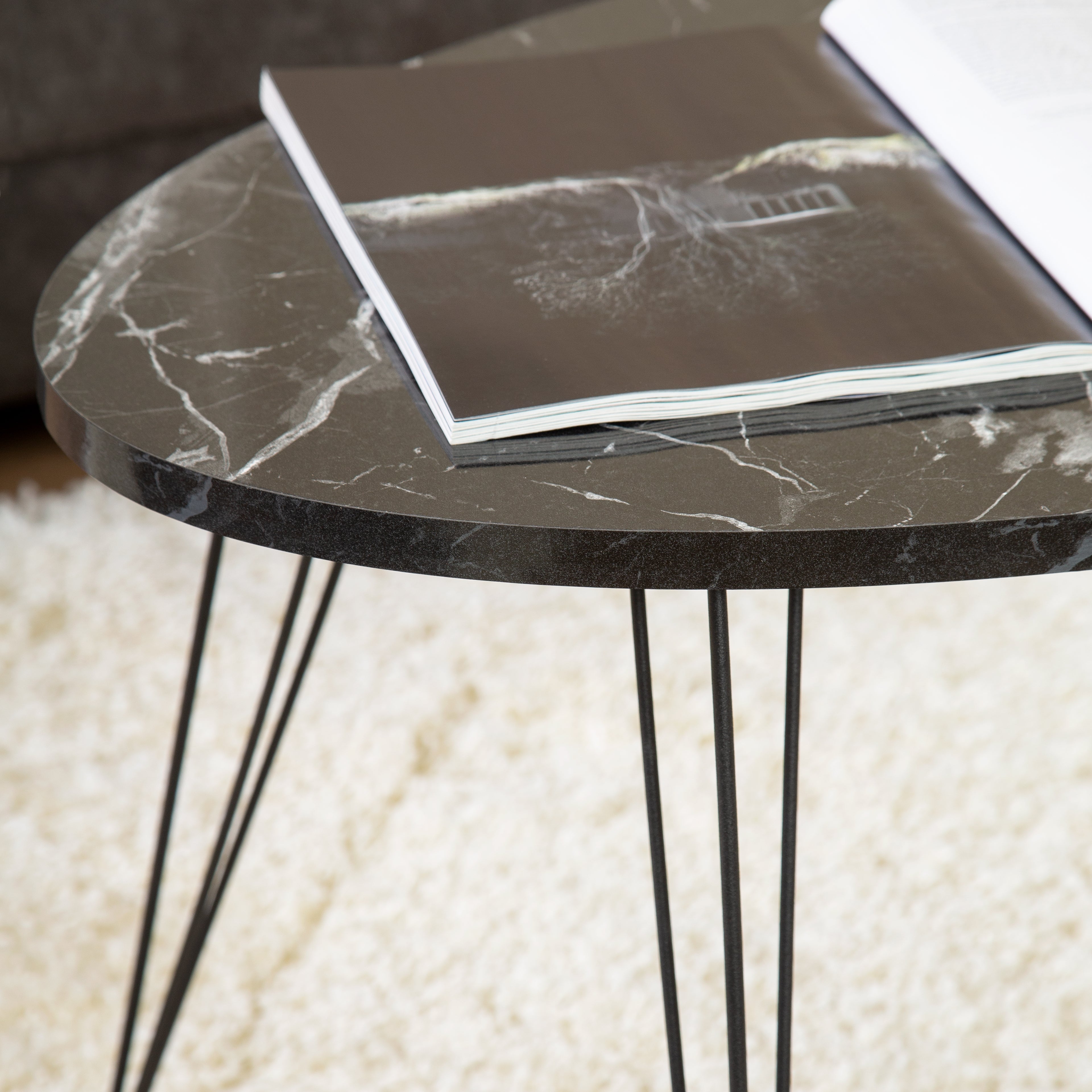 Terek Oval Coffee Table - Black Marble