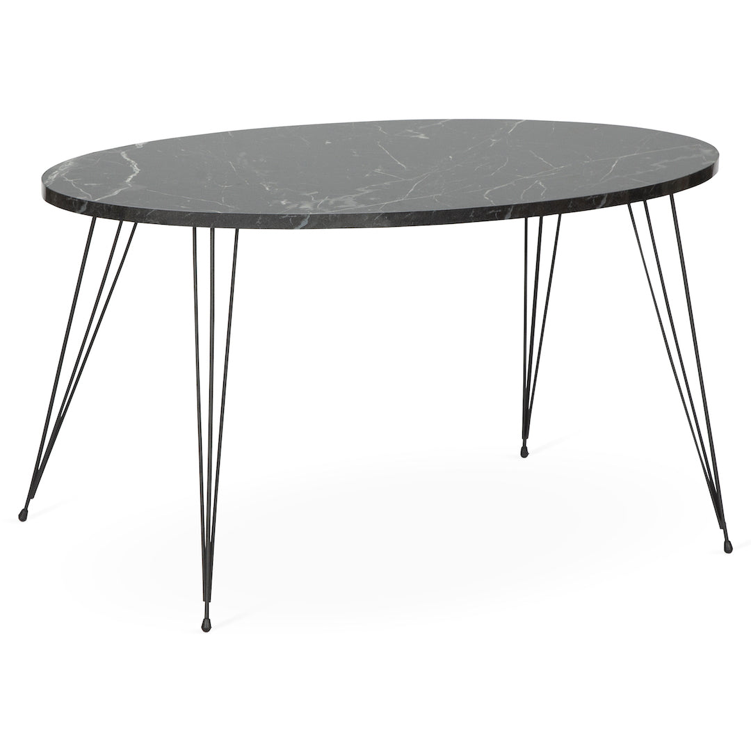 Terek Oval Coffee Table - Black Marble