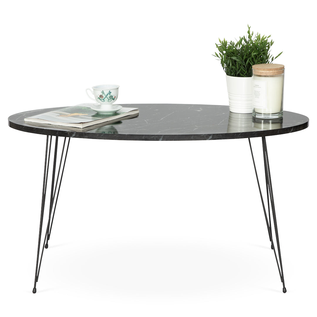 Terek Oval Coffee Table - Black Marble