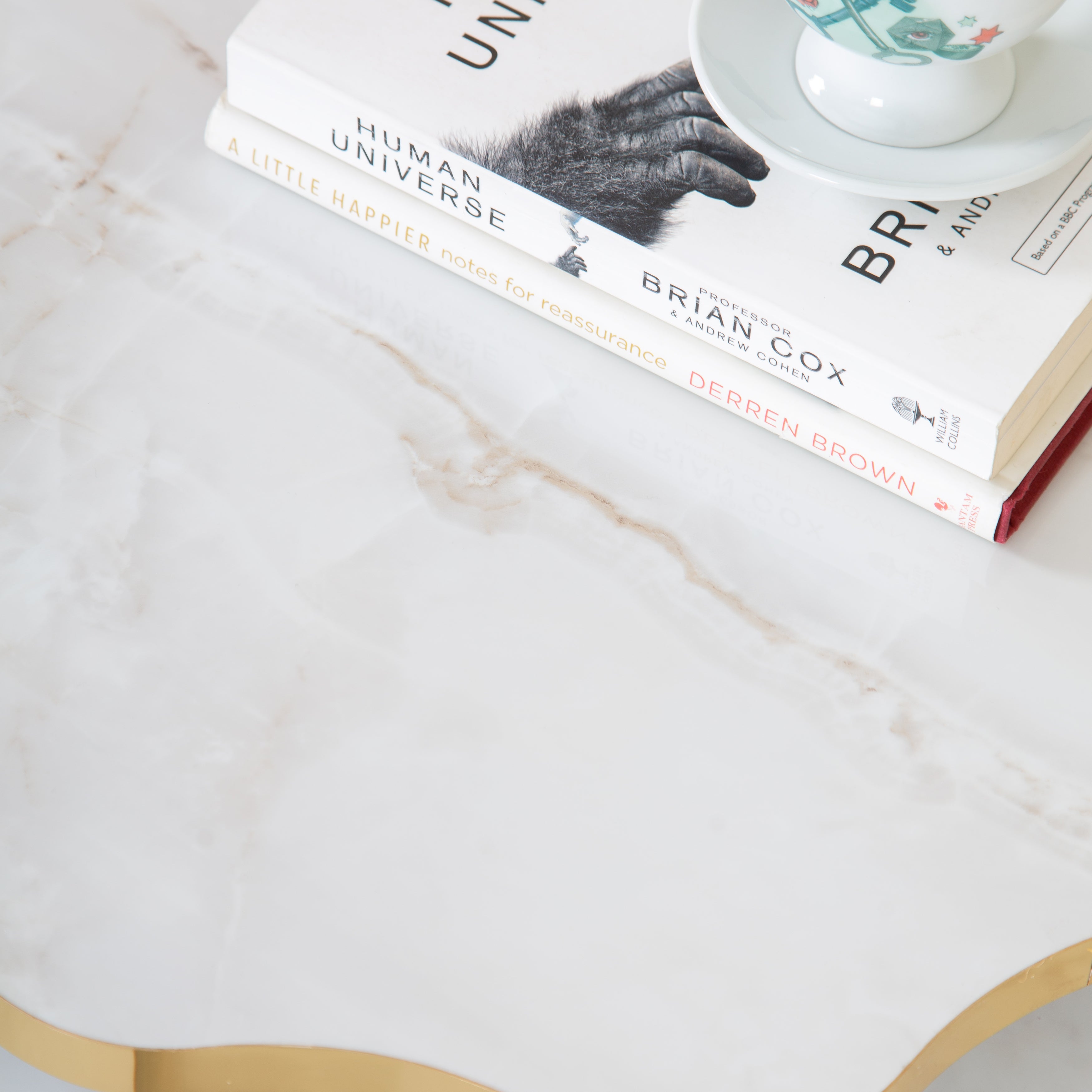 Daisy Set Of 3 Side Tables - White Marble & Gold