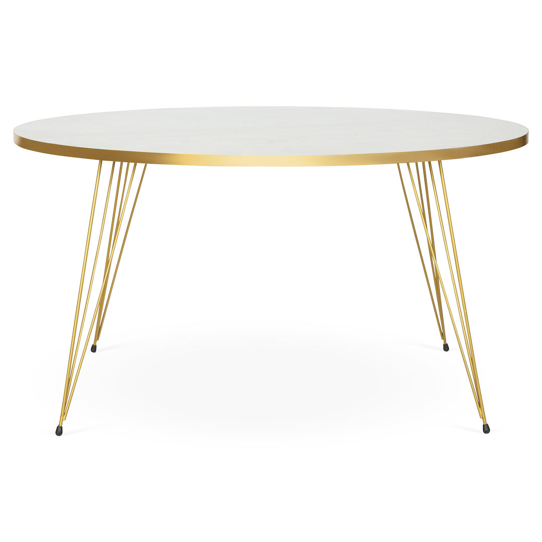 Tigris Round Coffee Table - White Marble & Gold