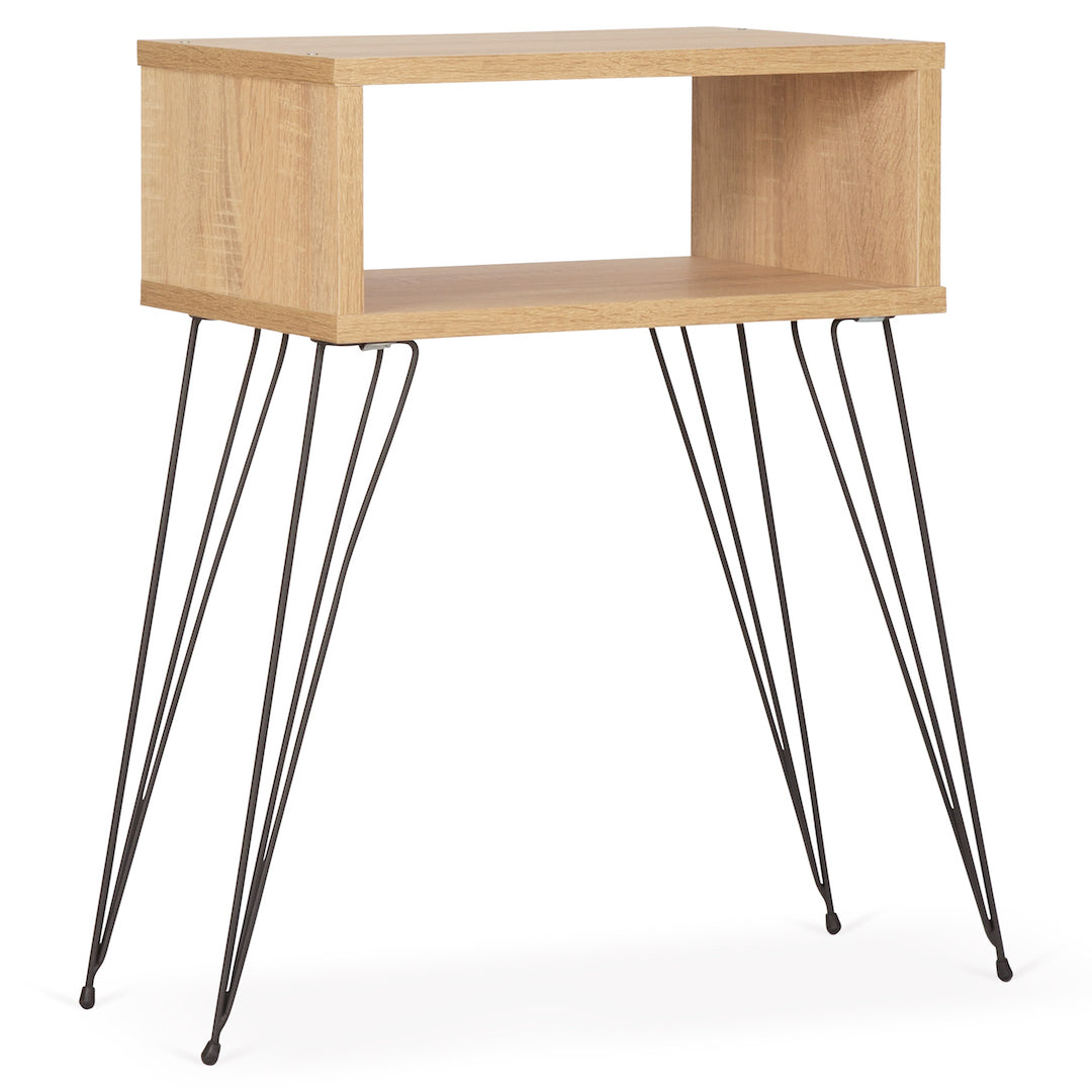 Retro Style Bedside Table With Hairpin Legs - Walnut