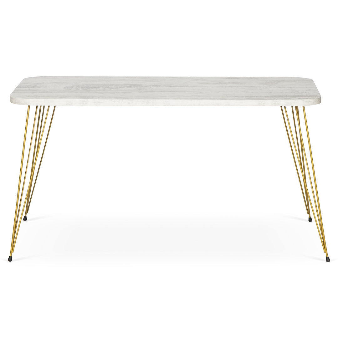Crystal Rectangle Coffee Table - White Marble & Gold