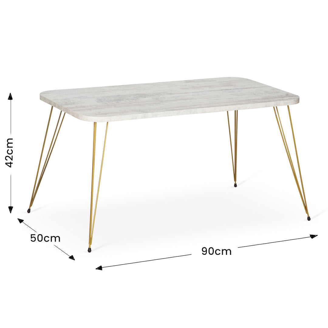 Crystal Rectangle Coffee Table - White Marble & Gold