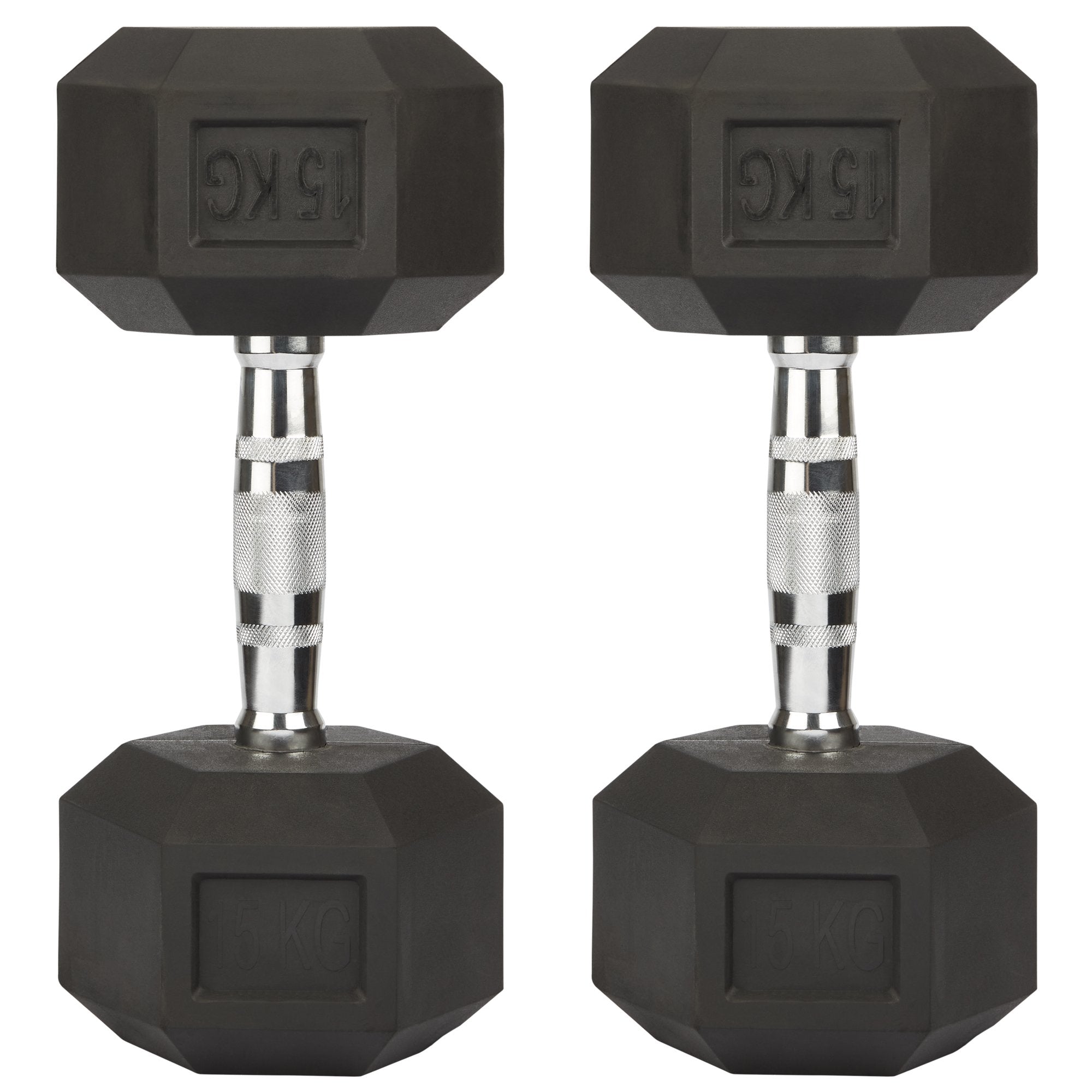 Rubber Hex Dumbbells - 2 x 15kg Bravich LTD.