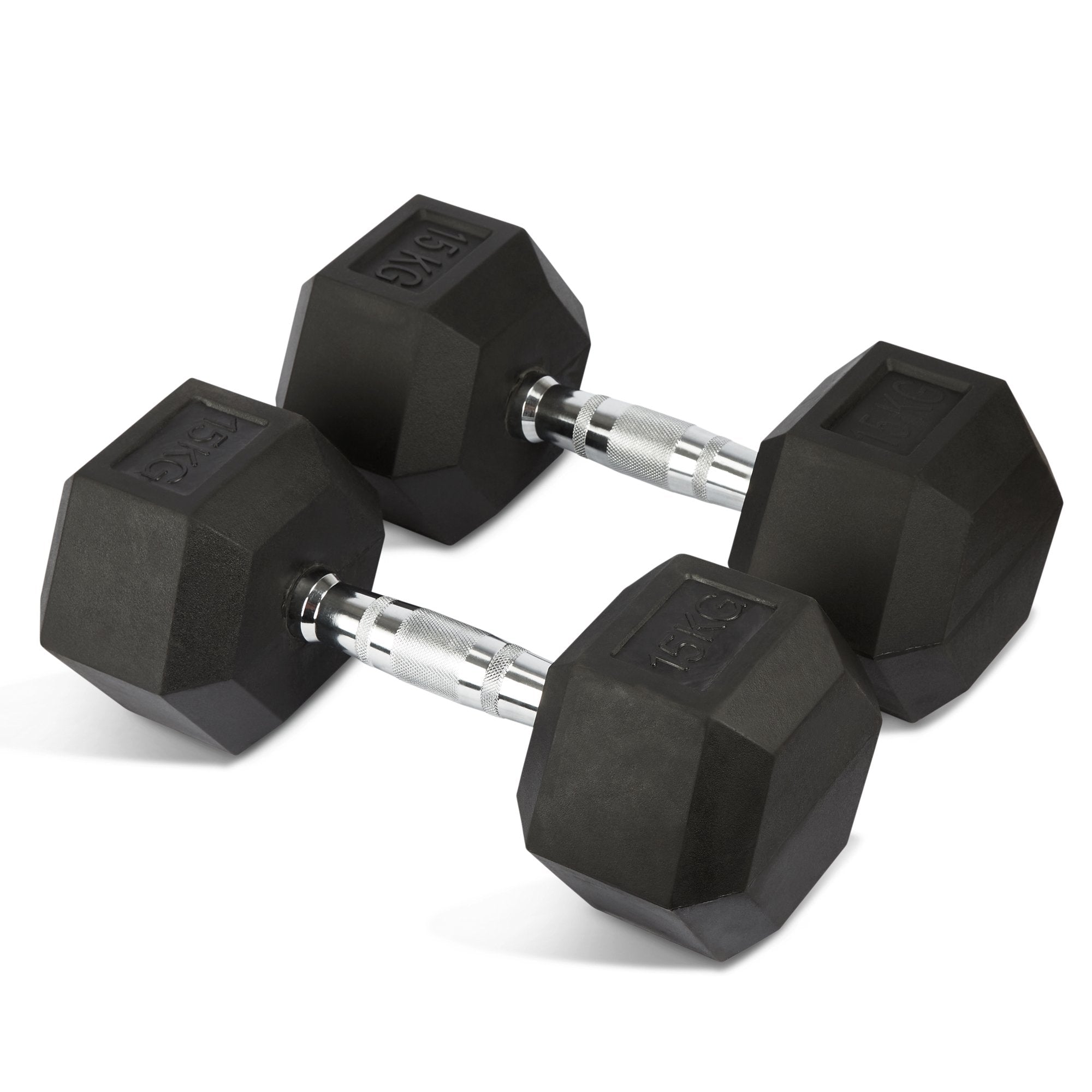 Rubber Hex Dumbbells - 2 x 15kg Bravich LTD.