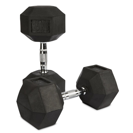 Rubber Hex Dumbbells - 2 x 25kg Bravich LTD.