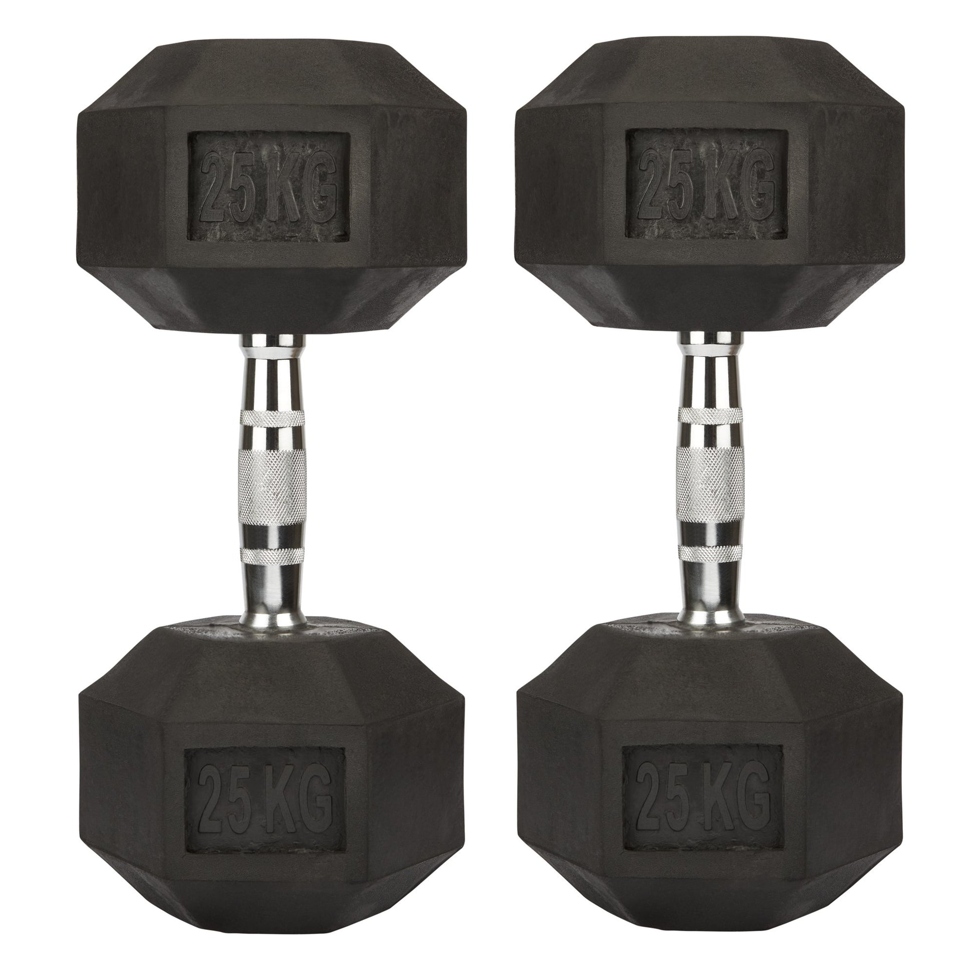 Rubber Hex Dumbbells - 2 x 25kg Bravich LTD.