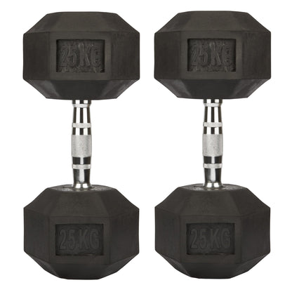 Rubber Hex Dumbbells - 2 x 25kg Bravich LTD.