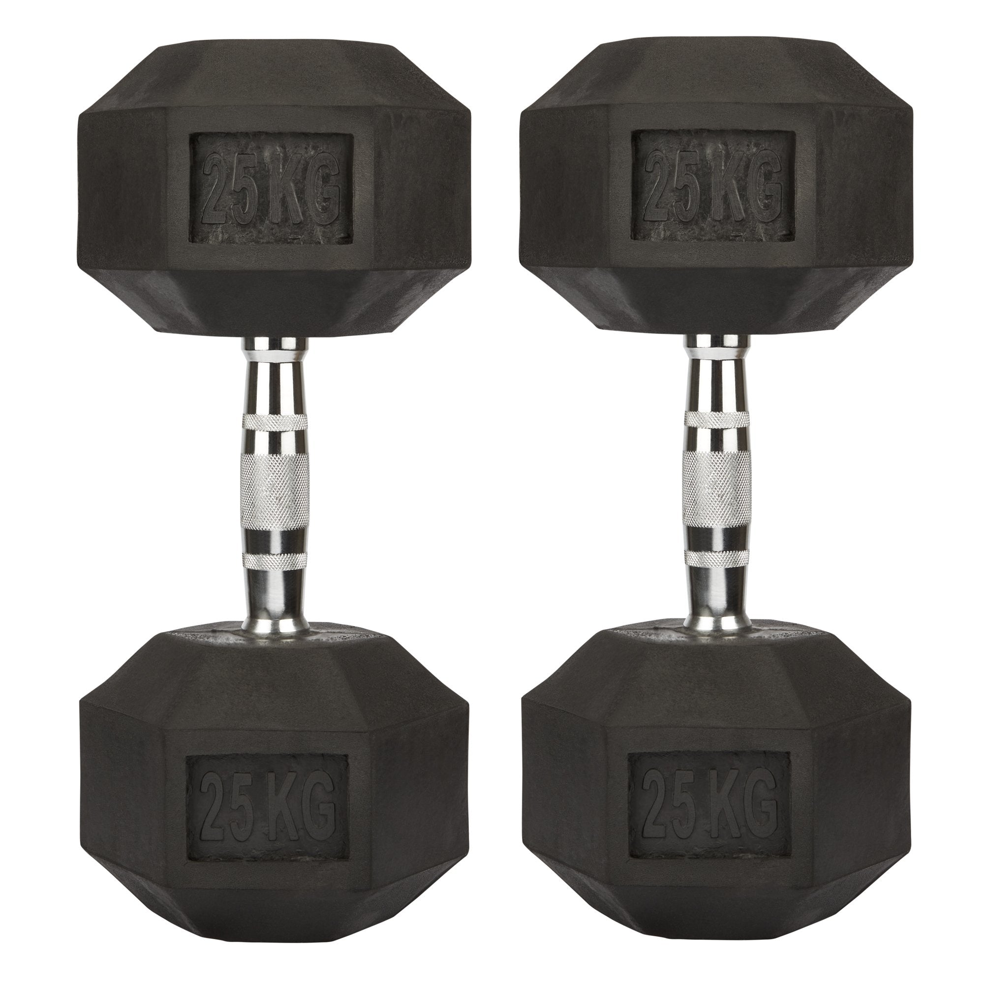Rubber Hex Dumbbells - 2 x 25kg Bravich LTD.