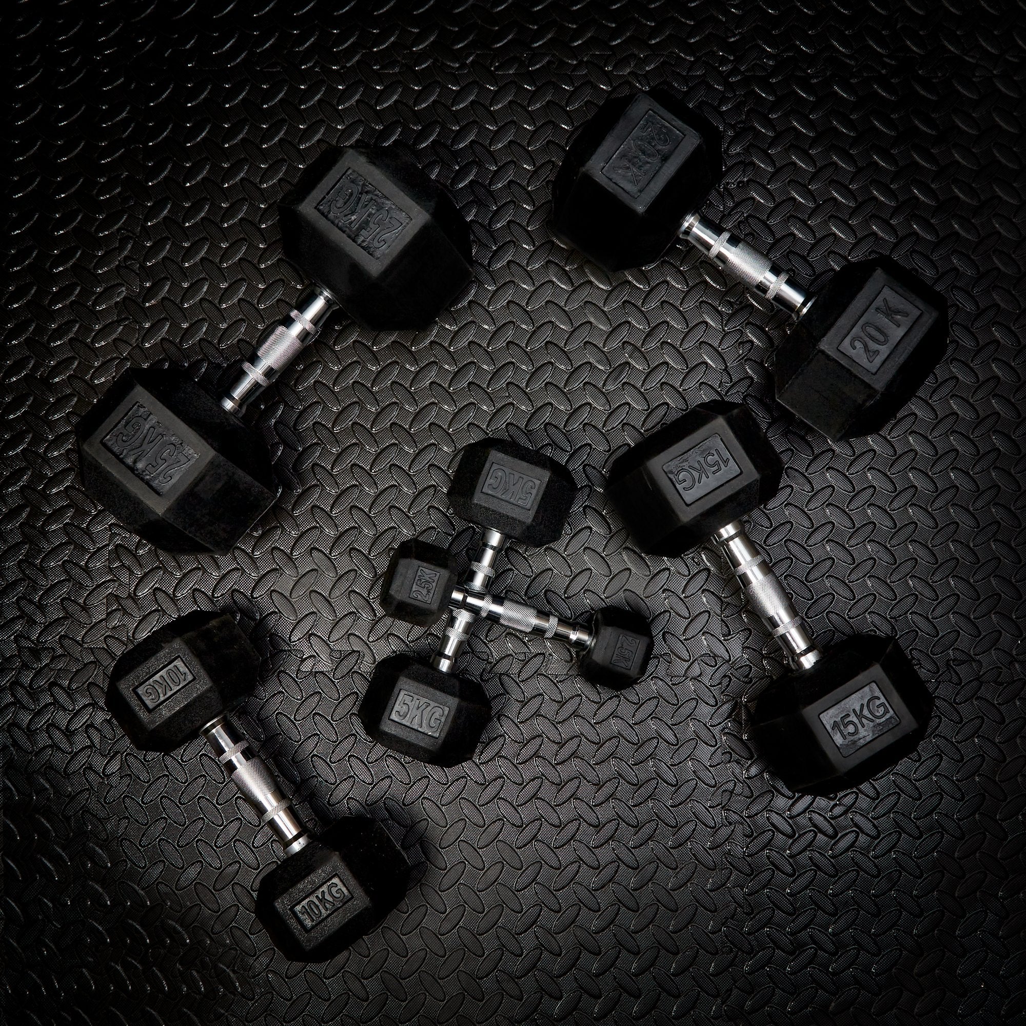 Rubber Hex Dumbbells - 2 x 20kg Bravich LTD.