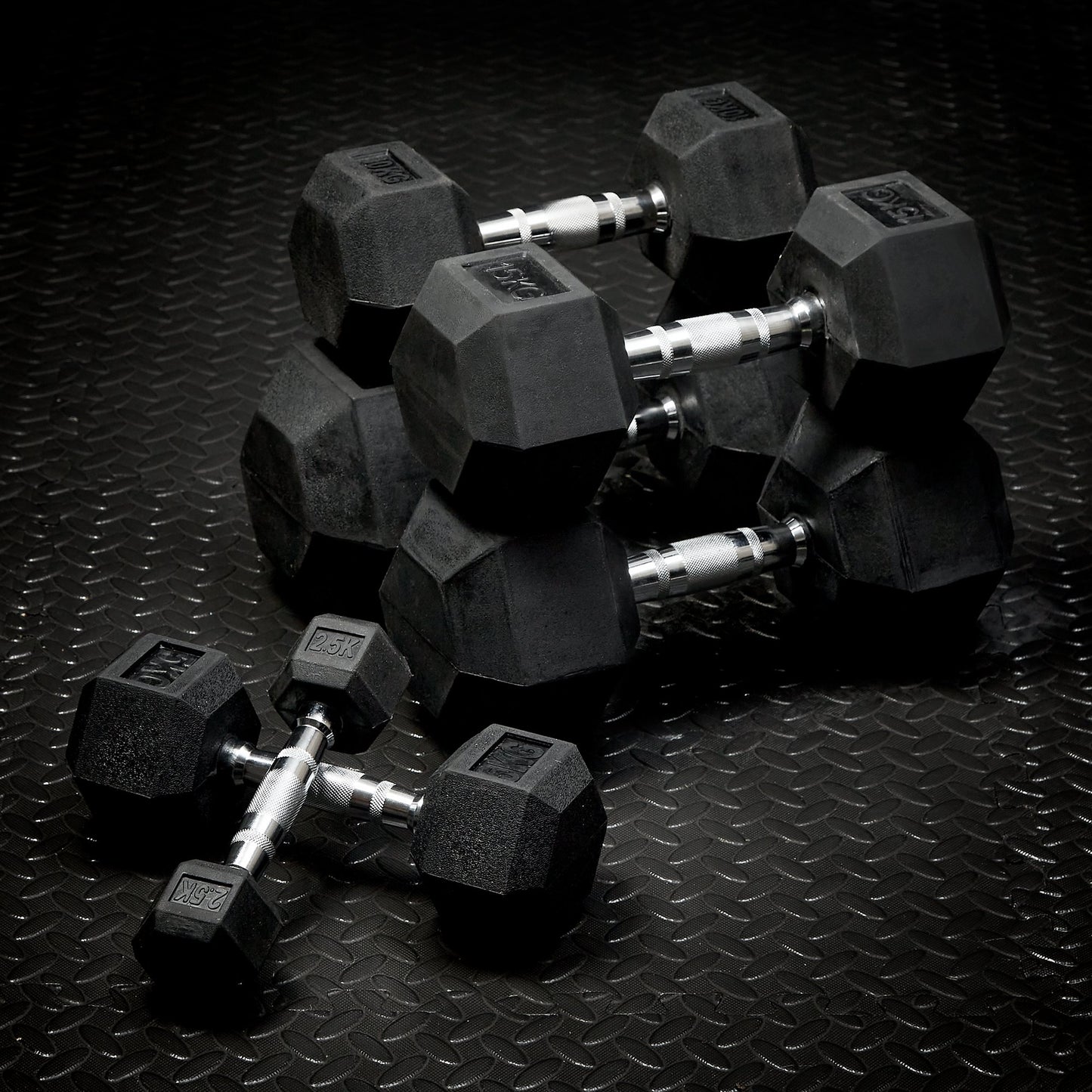 Rubber Hex Dumbbells - 2 x 25kg Bravich LTD.