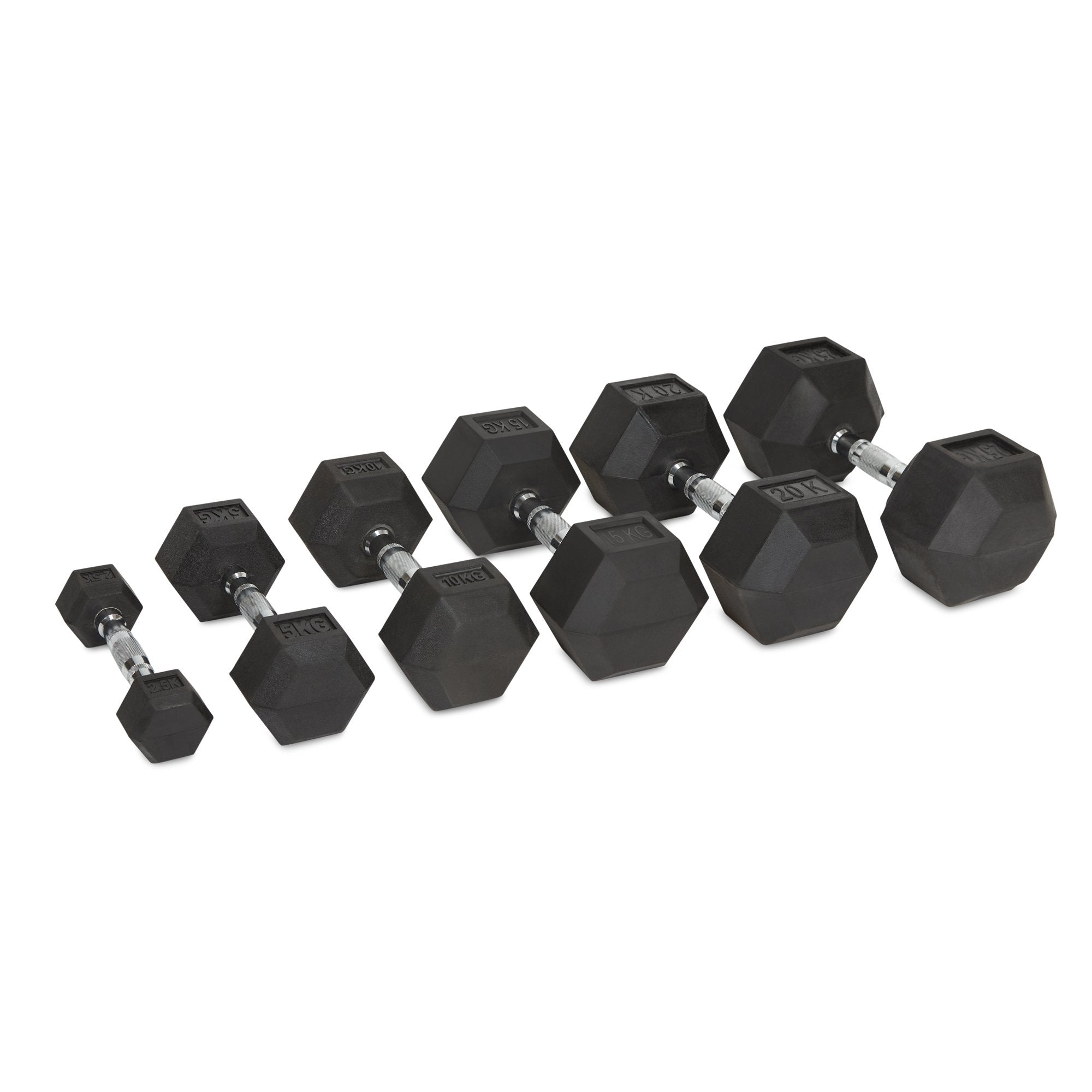 Rubber Hex Dumbbells - 2 x 20kg Bravich LTD.