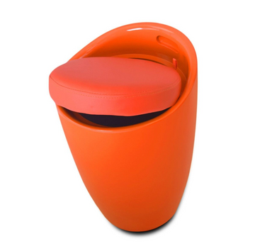 Plastic Ottoman Faux Leather Seat - Orange Bravich LTD.