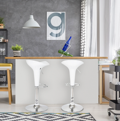 High Gloss Adjustable Neo Bar Stool With Footrest - White Bravich LTD.