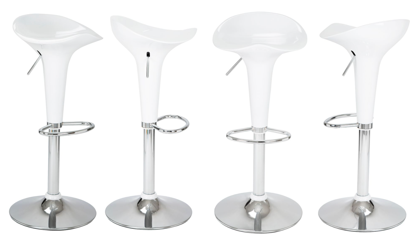 High Gloss Adjustable Neo Bar Stool With Footrest - White Bravich LTD.