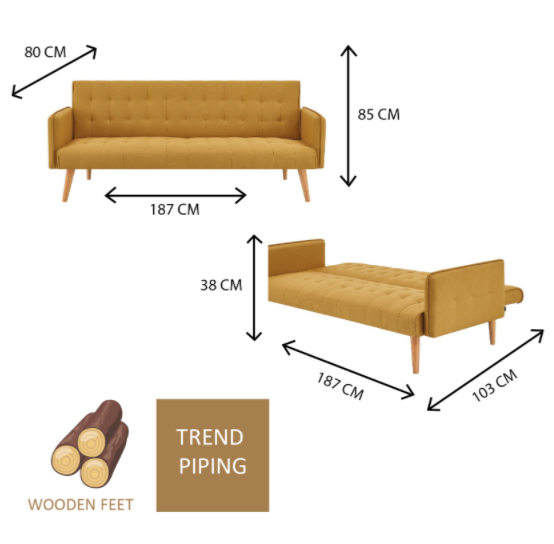The 'Mario' Sofa Bed - Mustard Bravich LTD.