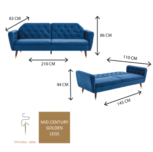 The 'Victoria' Sofa Bed - Blue Bravich LTD.