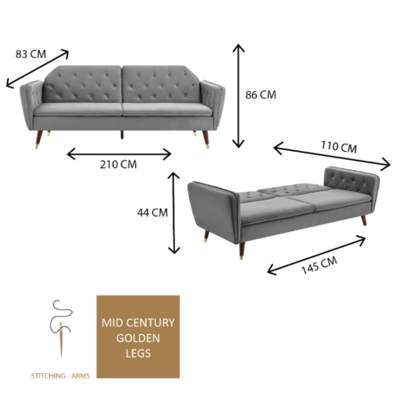 The 'Victoria' Sofa Bed - Grey Bravich LTD.