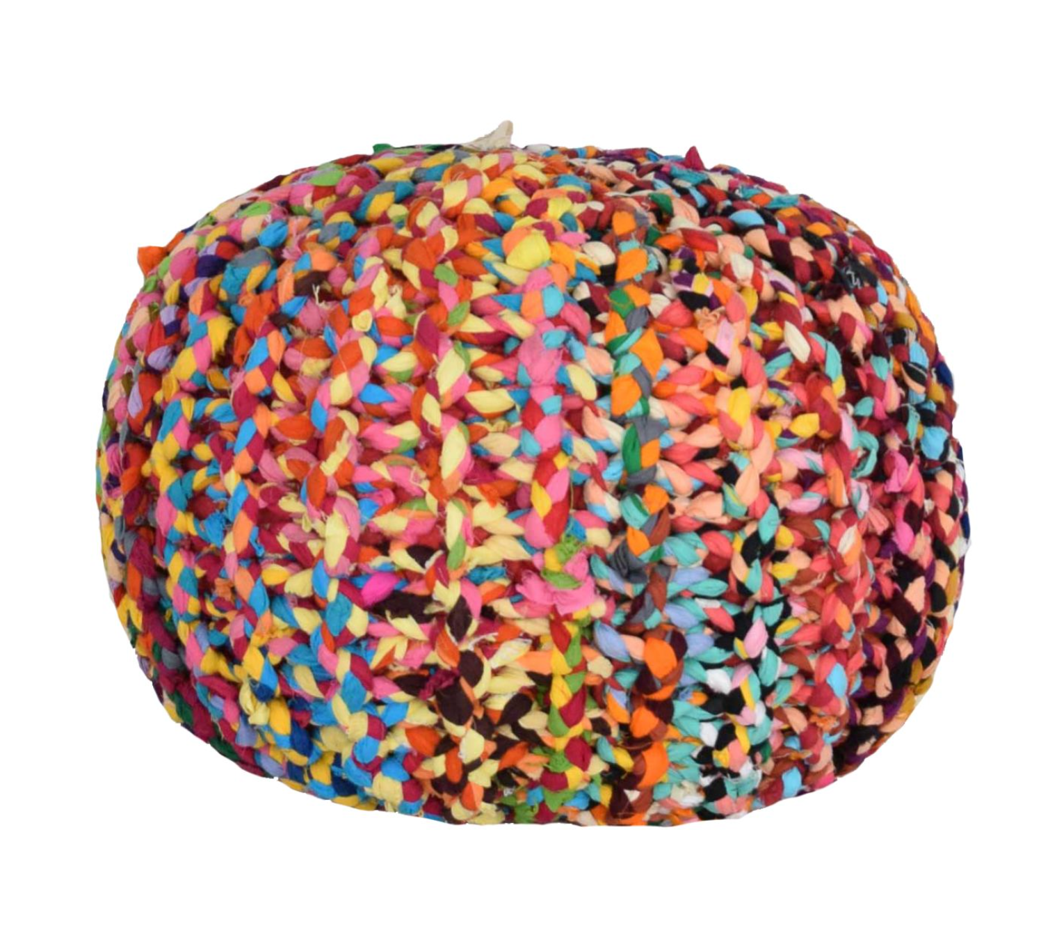 Handmade Knitted Pouffe Footstool 50cm - Multicolour Bravich LTD.
