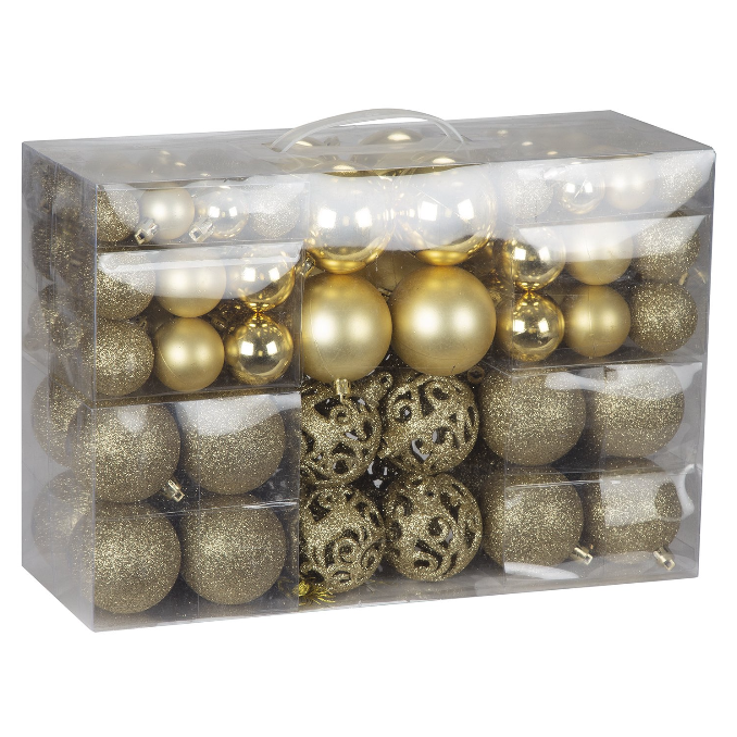 Pack of 100 Shatterproof Christmas Baubles - Gold Bravich LTD.
