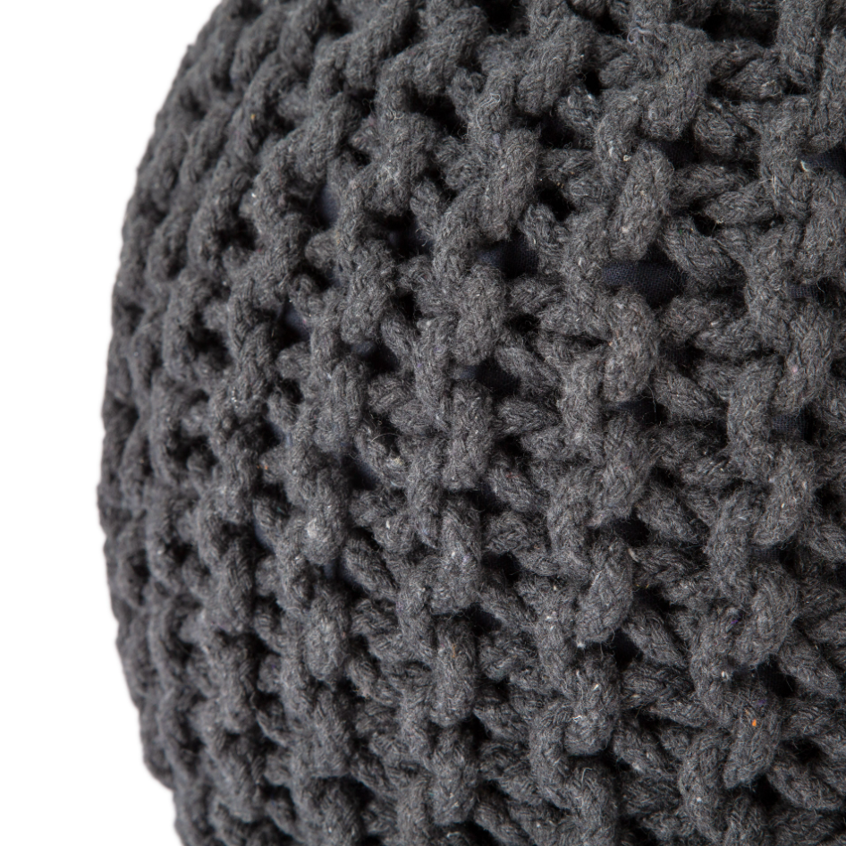 Handmade Knitted Pouffe Footstool 40cm - Grey Bravich LTD.