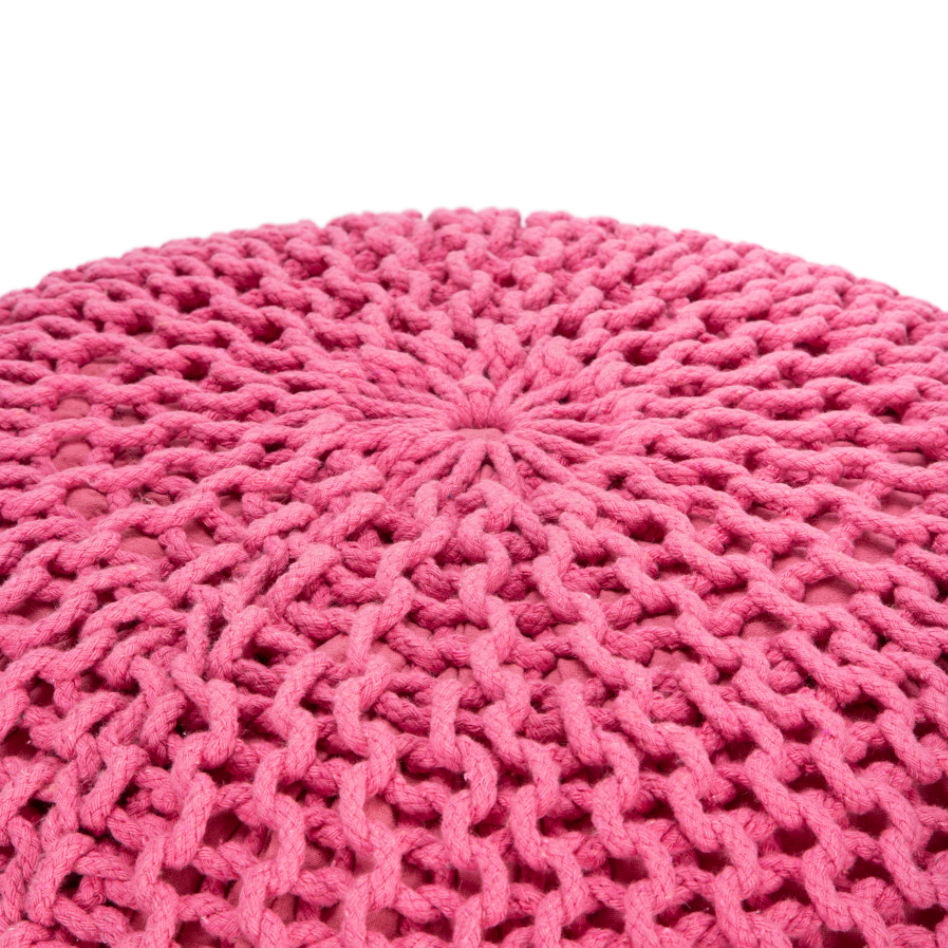 Handmade Knitted Pouffe Footstool 40cm - Pink Bravich LTD.