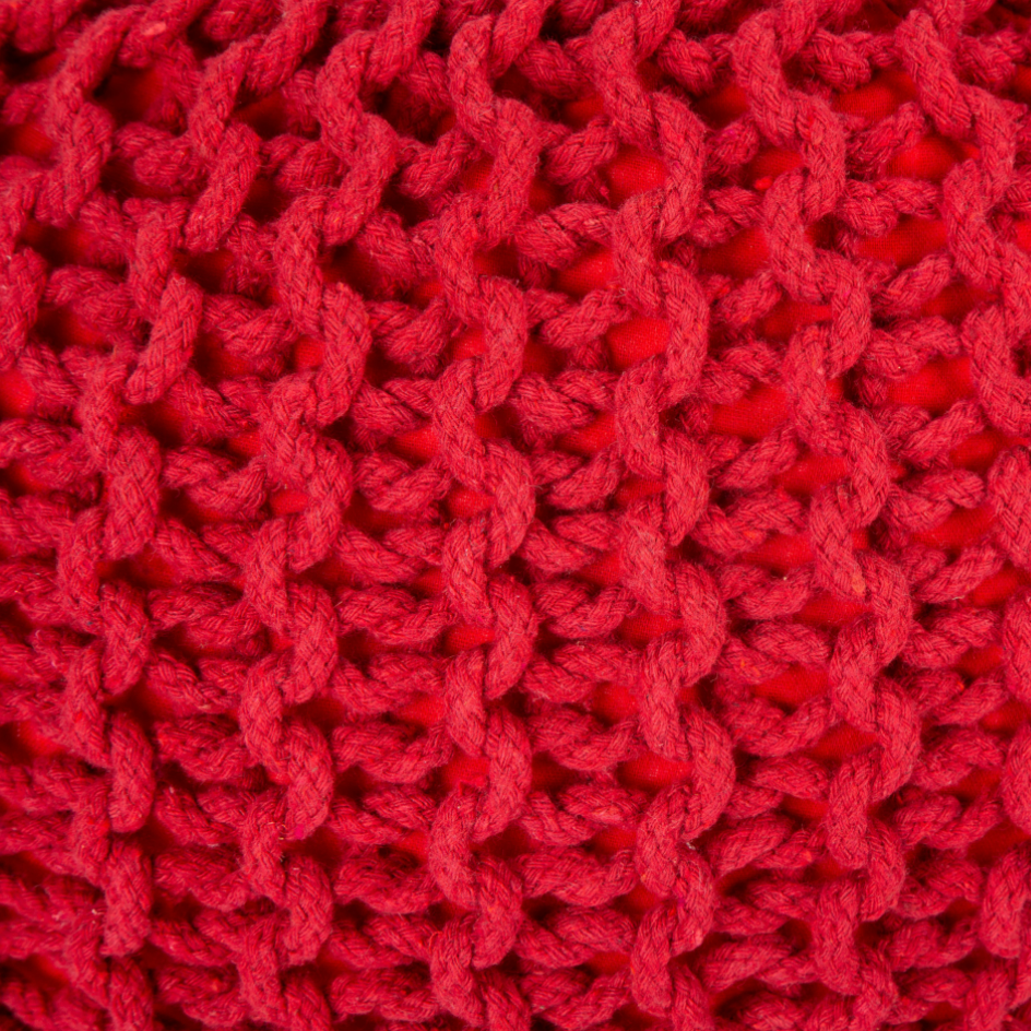 Handmade Knitted Pouffe Footstool 40cm - Red Bravich LTD.