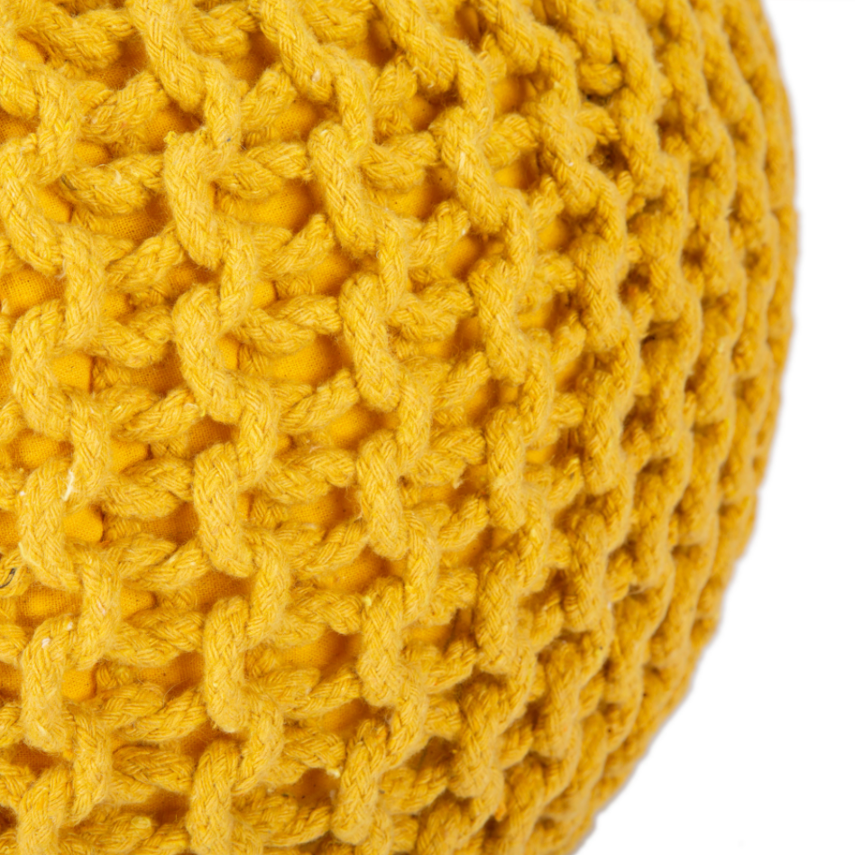 Handmade Knitted Pouffe Footstool 40cm - Yellow Bravich LTD.
