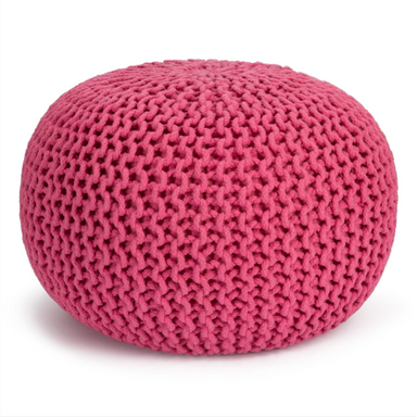 Handmade Knitted Pouffe Footstool 50cm - Pink Bravich LTD.