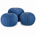 Handmade Knitted Pouffe Footstool 60cm - Blue Bravich LTD.