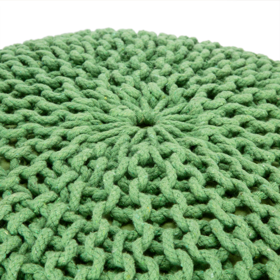 Handmade Knitted Pouffe Footstool 60cm - Green Bravich LTD.
