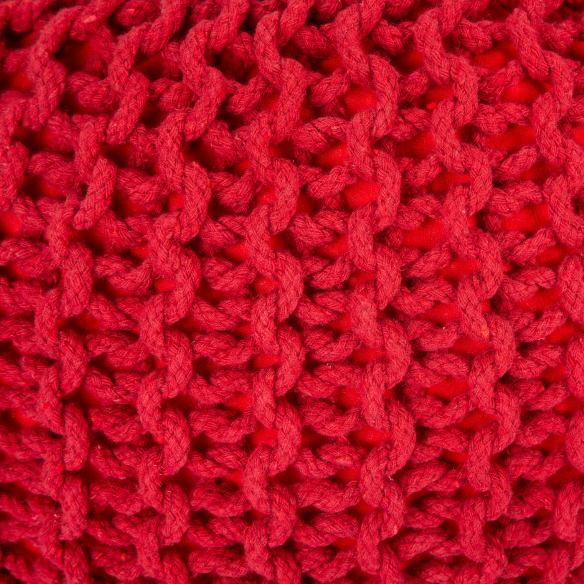 Handmade Knitted Pouffe Footstool 60cm - Red Bravich LTD.