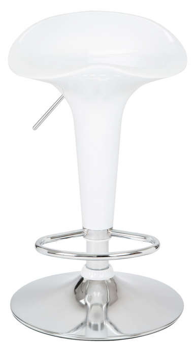 High Gloss Adjustable Neo Bar Stool With Footrest - White Bravich LTD.