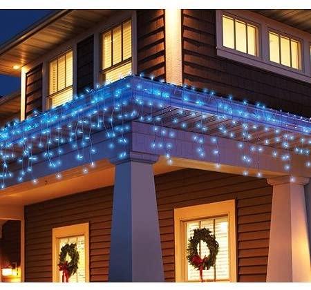 LED Indoor & Outdoor Snowing Icicle Chaser Lights with White Cable (360) - Blue