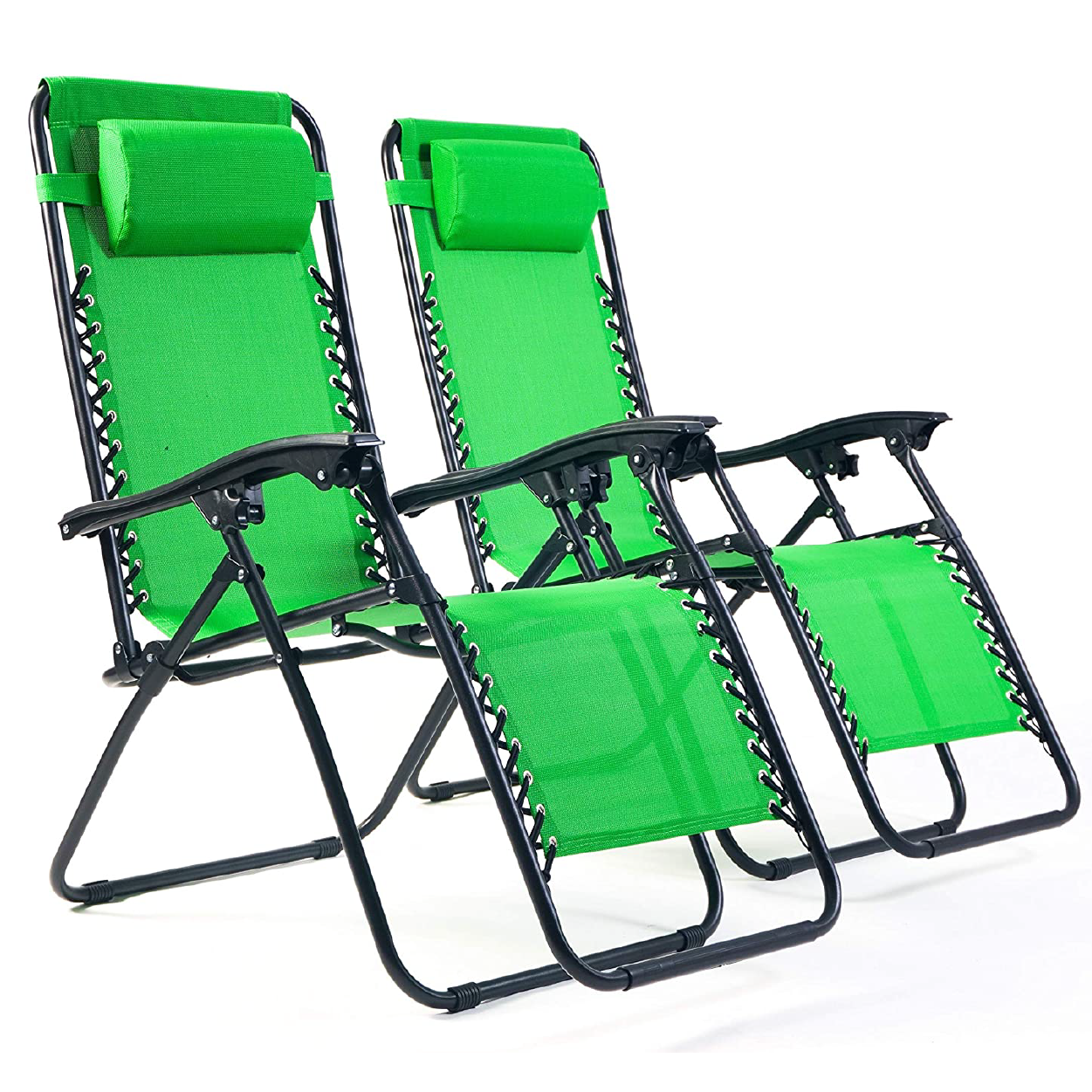 Weatherproof Zero Gravity Reclining Sun Loungers Green