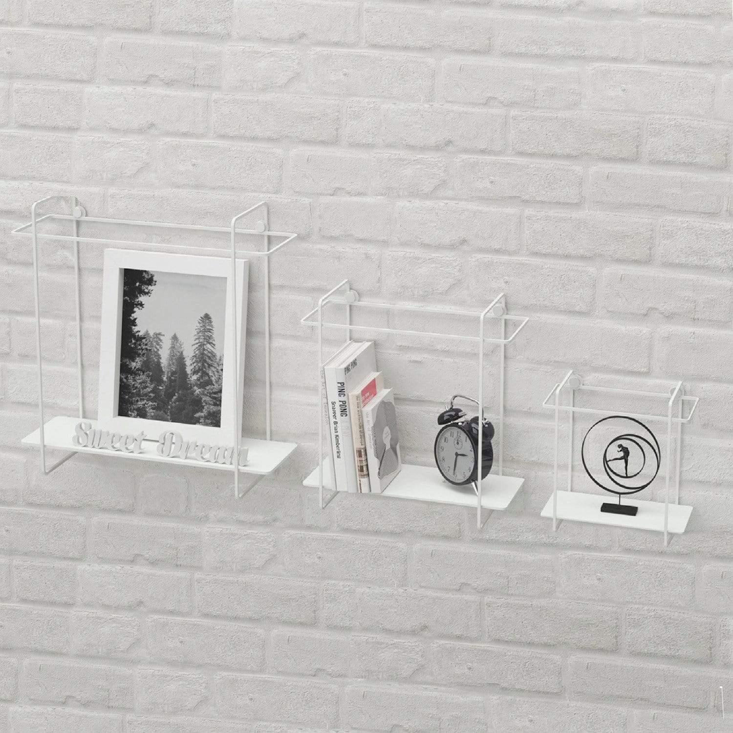 Set of 3 Metal Industrial Style Shelves - White Bravich LTD.